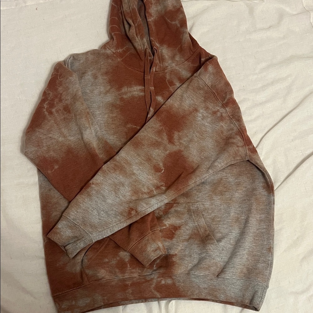 Tie-Dye Rust and Gray Pullover Hoodie - grunge unisex Sweater